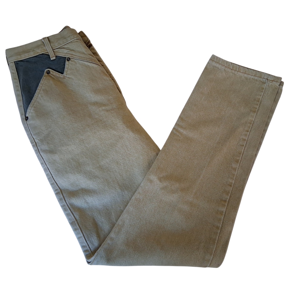 Roughrider By Circle T Size 11/12 Tapered Leg Western Beige And Blue 100% Cotton